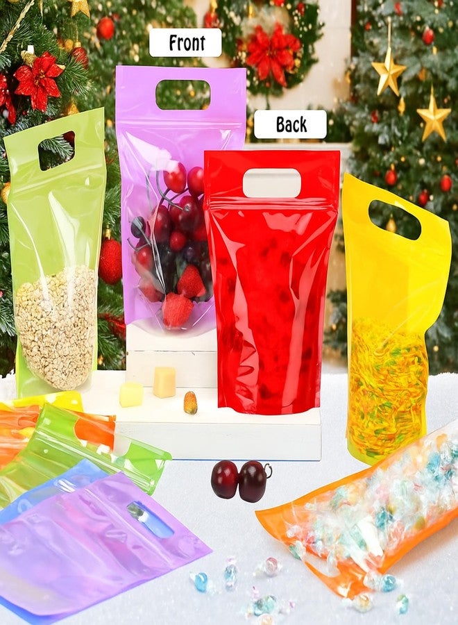 Sinload 120 Pcs 120 Pcs Plastic Gift Bag Bulk 5.5 x 8.7 Inch Resealable Party Goodie Bag with Clear Window Color Favor Pouch with Handle for Home Birthday Wedding Party Candy Gift Wrap Supply(Clear) - Image 3